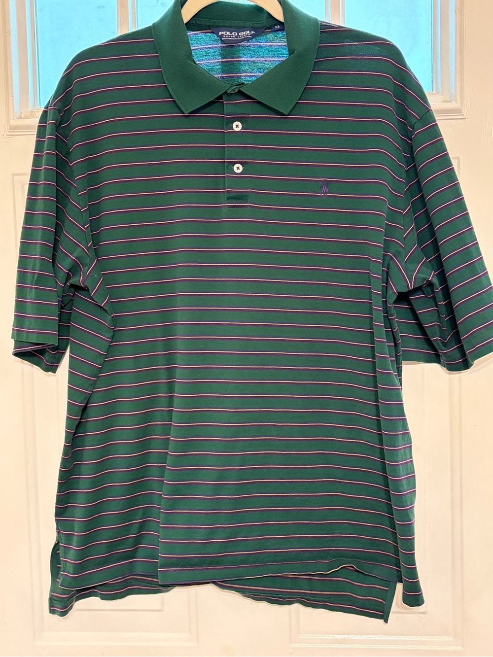Polo Ralph Lauren Golf Men's Sporty Green & Purple Golf Polo Size XL Mardi Gras?